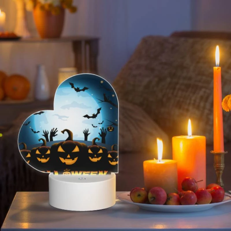 Love Acrylic Night Light, A group of pumpkins with faces on them are shown in front of a full moon. Love Acrylic Night Light, A Group Of Pumpkins With Faces On Them Are Shown In Front Of A Full Moon. -Pattern Night Light 6a94366d644f5ee9c0877ed4f0ad8ff2f9b8bb56