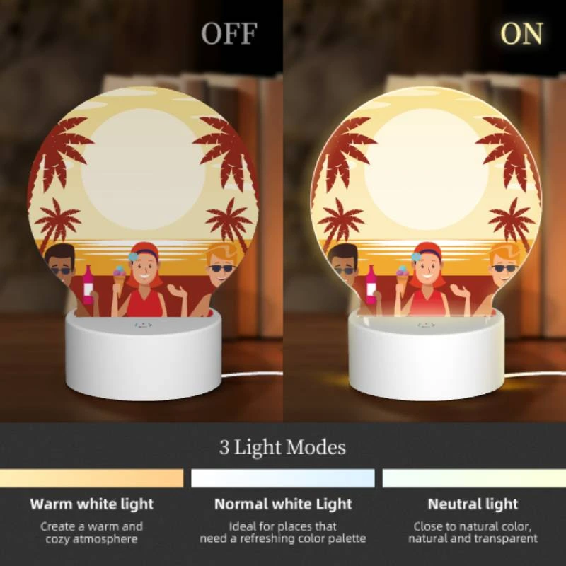 Round Acrylic Night Light, Three people are standing on a beach Round Acrylic Night Light, Three People Are Standing On A Beach -Pattern Night Light 6b4714128017bde211f4b5728370563e4c24a417