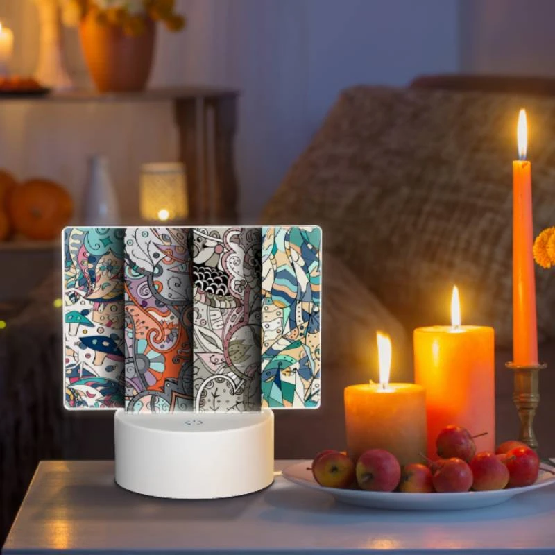 Rectangular Acrylic Night Light, Four different colored designs of leaves and flowers. Rectangular Acrylic Night Light, Four Different Colored Designs Of Leaves And Flowers. -Pattern Night Light 6b6e31ac65bf7119b7a28e26a0c11238c02157fb