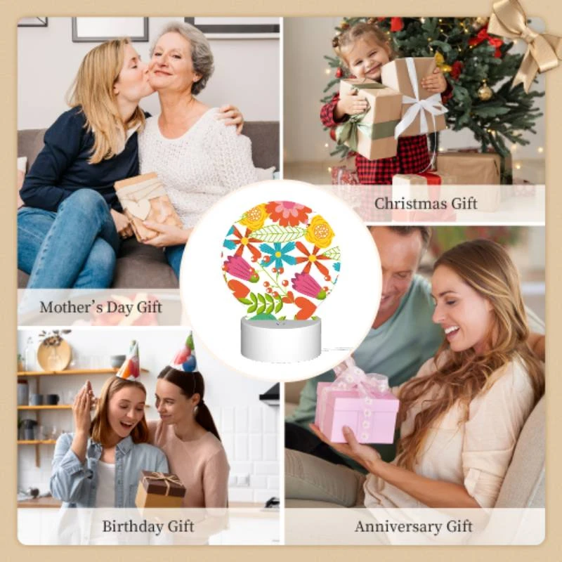 Round Acrylic Night Light, A colorful flower pattern with a heart shape. Round Acrylic Night Light, A Colorful Flower Pattern With A Heart Shape. -Pattern Night Light 6bc7374d8335c5d0ed2099e5f524ffe3adbdd2c7