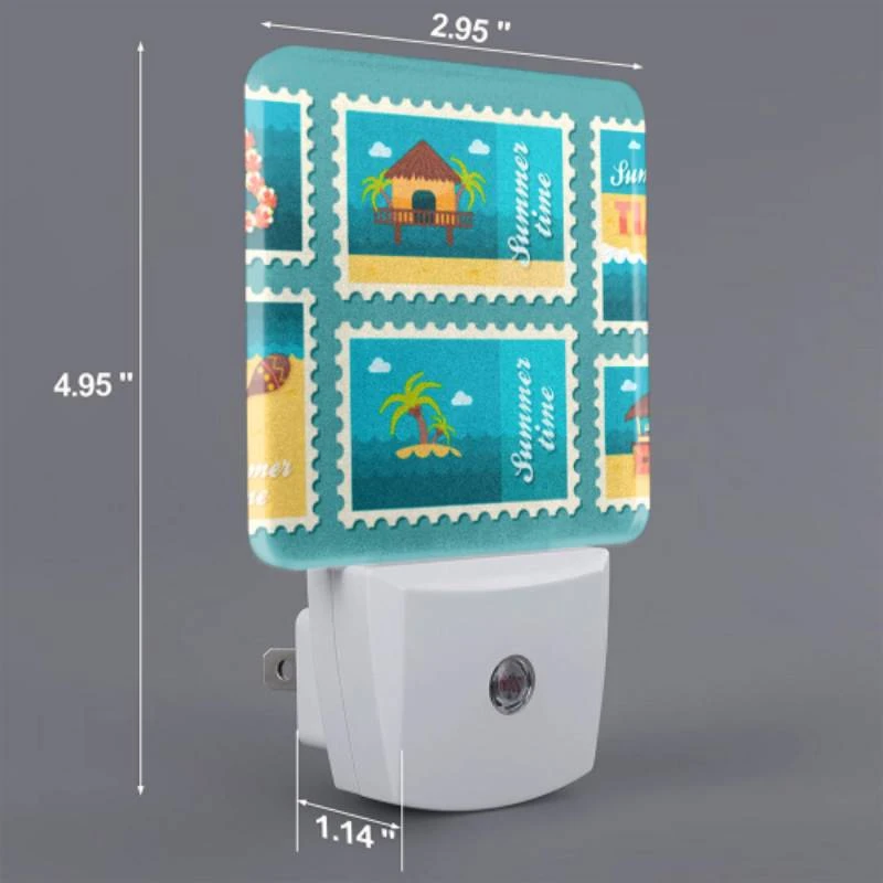 Night Light, A collection of six different colored postage stamps featuring beach and tropical themes. Night Light, A Collection Of Six Different Colored Postage Stamps Featuring Beach And Tropical Themes. -Pattern Night Light 6bdc148243a2e27ee0dc88b1bcb301936c403bd7