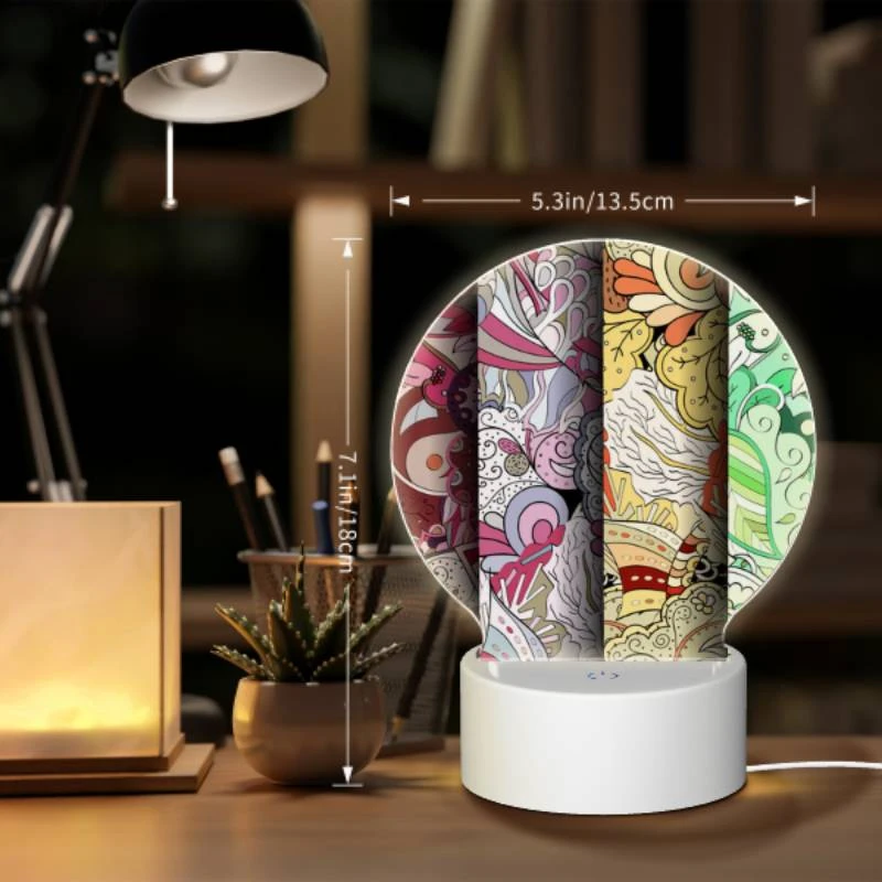 Round Acrylic Night Light, Three colorful designs are displayed on a wall. Round Acrylic Night Light, Three Colorful Designs Are Displayed On A Wall. -Pattern Night Light 6c549215030bad5405d6c7ea7d0d2ba01ca548af