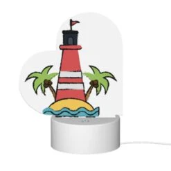 Love Acrylic Night Light, A Lighthouse Is Surrounded By Palm Trees And A Sandy Beach. -Pattern Night Light 6c9260424d9cb775ea14235bf5e8e56ade731e35