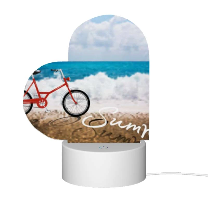 Love Acrylic Night Light, A red bicycle is parked on the beach. Love Acrylic Night Light, A Red Bicycle Is Parked On The Beach. -Pattern Night Light 6e654aa1ab5c9295b199508cf0d59f1d051b9123