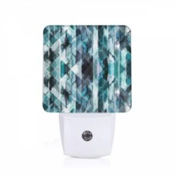 Night Light, A Blue And White Patterned Wallpaper.