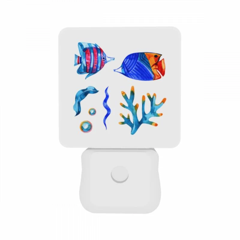 Night Light Set of 2, A colorful fish and a blue fish are shown together. Night Light Set Of 2, A Colorful Fish And A Blue Fish Are Shown Together. -Pattern Night Light 6f4b47b593cfbd86b3c5f39ec76417ea0c4870c1