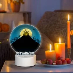 Round Acrylic Night Light, A Halloween Poster With A Castle And Bats In The Sky. 8 Round Acrylic Night Light, A Halloween Poster With A Castle And Bats In The Sky. -Pattern Night Light 6f93009465131ddee83781da2dbe18cde88e876f