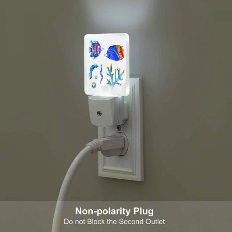 Night Light Set of 2, A colorful fish and a blue fish are shown together. Night Light Set Of 2, A Colorful Fish And A Blue Fish Are Shown Together. -Pattern Night Light 6ff2c1c3b5b94fb0d40fdc9d5ec7813b04aef5e6