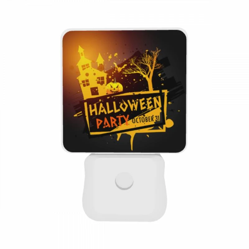 Night Light Set of 2, A Halloween party is advertised on a black background with a house Night Light Set Of 2, A Halloween Party Is Advertised On A Black Background With A House -Pattern Night Light 70364c009bb867b35feb78232ee5e4726e6d32a9