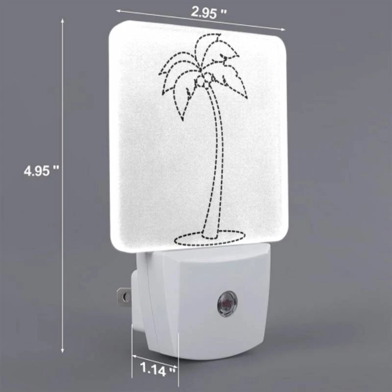 Night Light Set of 2, A black and white drawing of a palm tree. Night Light Set Of 2, A Black And White Drawing Of A Palm Tree. -Pattern Night Light 707593608574c03f9ad8332c9d21701535714057
