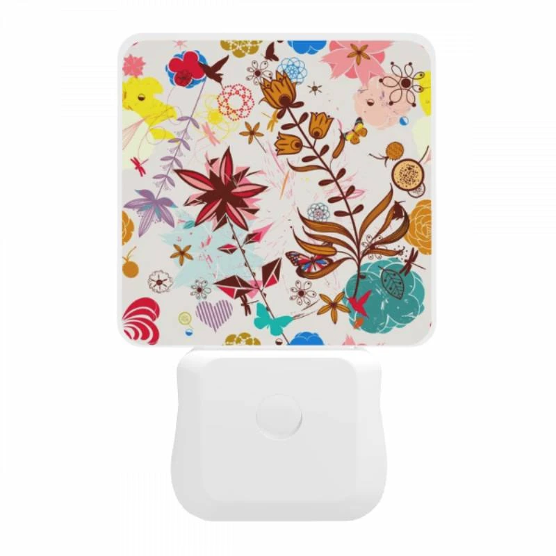 Night Light, A colorful flower arrangement with a butterfly and a bee. Night Light, A Colorful Flower Arrangement With A Butterfly And A Bee. -Pattern Night Light 7103b864ac189014a55862cbbf6df4a300c58350