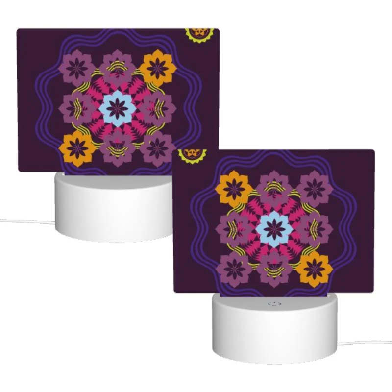 Rectangular Acrylic Night Light, A colorful flower design on a purple background. Rectangular Acrylic Night Light, A Colorful Flower Design On A Purple Background. -Pattern Night Light 719fdbe79e39aeb354a8732448c777c42a8400b9