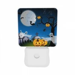 Night Light Set Of 2, A Tree With A Spider Web And Pumpkins Hanging From It. 9 Night Light Set Of 2, A Tree With A Spider Web And Pumpkins Hanging From It. -Pattern Night Light 71ab1e8c0e19aa8a380cbdfe6b98326870bd5d0a