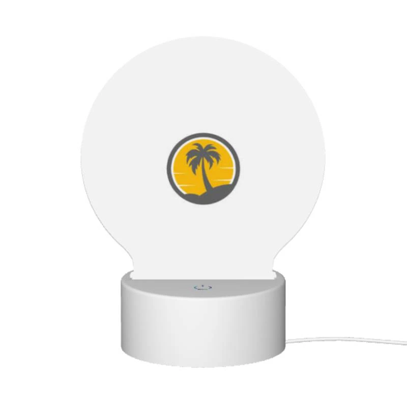 Round Acrylic Night Light, A logo of a palm tree on a beach. Round Acrylic Night Light, A Logo Of A Palm Tree On A Beach. -Pattern Night Light 71d8177790f28a59960258dbfa0d813f22a1f68d