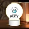 Round Acrylic Night Light, A Logo For A Beach Party.