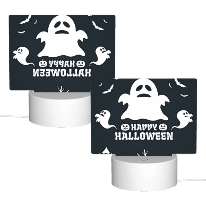 Rectangular Acrylic Night Light, A ghost is shown with the words "Happy Halloween" written below it. Rectangular Acrylic Night Light, A Ghost Is Shown With The Words "Happy Halloween" Written Below It. -Pattern Night Light 720e28b2aa91cb10efc62e5975dabd7b78498a0d