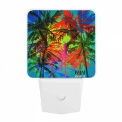 Night Light, A Colorful Image Of Palm Trees With A Logo That Reads "Palm Beach." 9 Night Light, A Colorful Image Of Palm Trees With A Logo That Reads "Palm Beach." -Pattern Night Light 72ea9db7a6a8f36c0bd1d07ac4e413ca5a9b8084