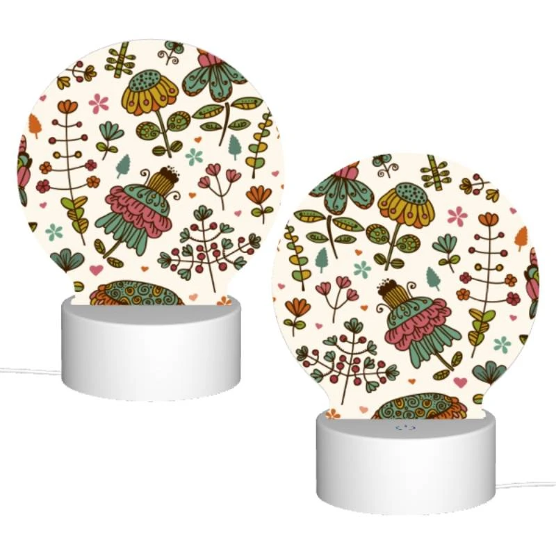 Round Acrylic Night Light, A colorful floral pattern with a variety of flowers and leaves. Round Acrylic Night Light, A Colorful Floral Pattern With A Variety Of Flowers And Leaves. -Pattern Night Light 73eb812f1d1d38a9f69ecef282918ab5ff1f15cb