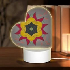Love Acrylic Night Light, A Colorful Flower Design With Yellow
