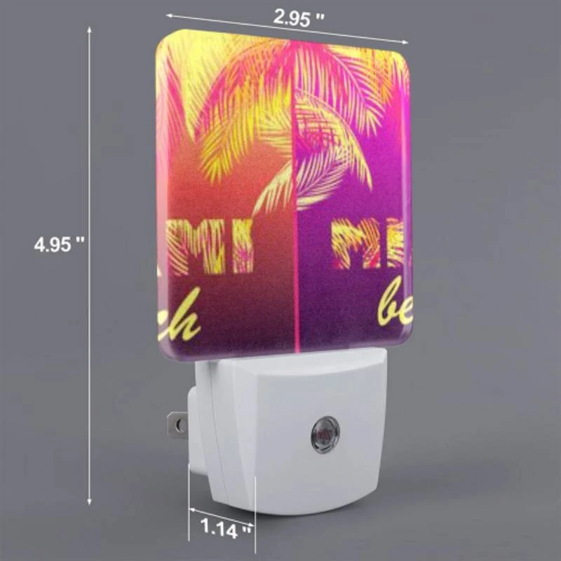 Night Light Set of 2, Two pictures of palm trees with the word Miami written on them. Night Light Set Of 2, Two Pictures Of Palm Trees With The Word Miami Written On Them. -Pattern Night Light 75163784ec60e8973d02449e3b7ab16ea2c4b5e5