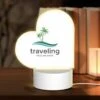 Love Acrylic Night Light, A Logo For Traveling With A Palm Tree In The Background.