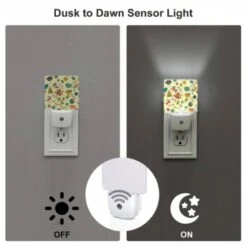 Night Light, A Colorful Pattern Of Flowers And Leaves With A Smiling Face. 4 Night Light, A Colorful Pattern Of Flowers And Leaves With A Smiling Face. -Pattern Night Light 75894c0bea3ca4e32a95d65f249321dd500e453f