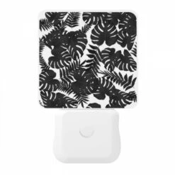 Night Light, A Black And White Photo Of A Leafy Plant. -Pattern Night Light 7620224a624f612cba6178a902033baaeb54bba8
