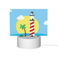 Rectangular Acrylic Night Light, A Lighthouse Stands On A Small Island In The Ocean. -Pattern Night Light 76934cc5d7be6ed3e2d8b4bdb6a27b7367e5cc5e