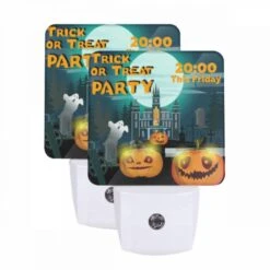 Night Light Set Of 2, A Poster Advertising A Halloween Party.