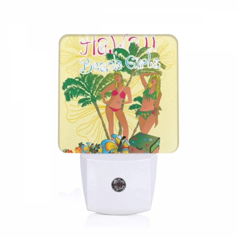 Night Light, Two women pose for a picture in front of a palm tree. Night Light, Two Women Pose For A Picture In Front Of A Palm Tree. -Pattern Night Light 782d2c8c8834bbf5c0105b4e516c59aabc204539