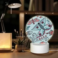 Round Acrylic Night Light, A Colorful Butterfly Is Surrounded By Other Colorful Butterflies And Fish. 7 Round Acrylic Night Light, A Colorful Butterfly Is Surrounded By Other Colorful Butterflies And Fish. -Pattern Night Light 795b1e173b333ab9df43238e2c308b56902266d0