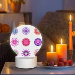 Round Acrylic Night Light, A Collection Of Colorful Flower Designs. 8 Round Acrylic Night Light, A Collection Of Colorful Flower Designs. -Pattern Night Light 7981395a967aafa121c89c22508a25560b29a687