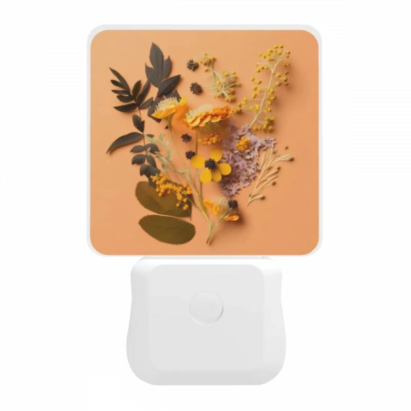 Night Light, A collection of flowers and leaves on a yellow background. Night Light, A Collection Of Flowers And Leaves On A Yellow Background. -Pattern Night Light 798da811d51cb3e9ceff660539d937bb7a8b4544