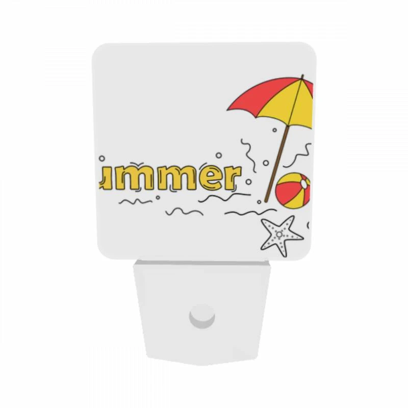 Night Light Set of 2, A colorful umbrella is opened over a beach ball and a starfish. Night Light Set Of 2, A Colorful Umbrella Is Opened Over A Beach Ball And A Starfish. -Pattern Night Light 79926ecfa4ef1f6b94131437f115ac9ff386118a