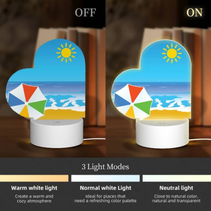 Love Acrylic Night Light, A colorful umbrella is on the beach. Love Acrylic Night Light, A Colorful Umbrella Is On The Beach. -Pattern Night Light 79a1f98091334fea84e97bbd9f9faf30dbdab113