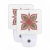 Night Light Set Of 2, A Colorful Flower With Green Leaves And Red Accents. 1 Night Light Set Of 2, A Colorful Flower With Green Leaves And Red Accents. -Pattern Night Light 79d315e085199fd718ad89c195cd18cd1130b7f3