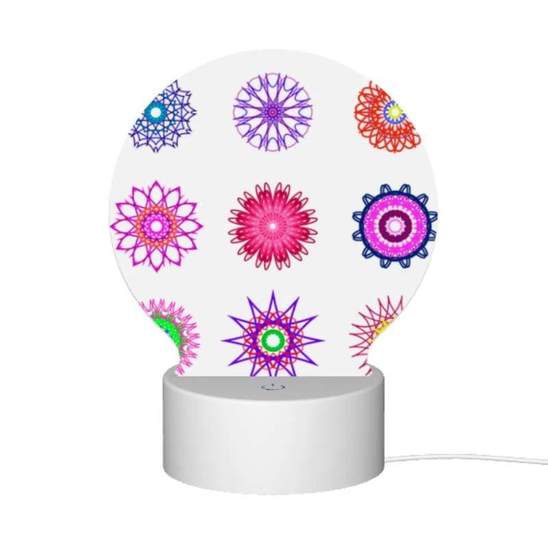 Round Acrylic Night Light, A collection of colorful flower designs. Round Acrylic Night Light, A Collection Of Colorful Flower Designs. -Pattern Night Light 7a0b8dce054dcd932e5d96e08257b8b196f2272d