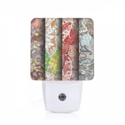 Night Light, Three Colorful Designs Are Displayed On A Wall.