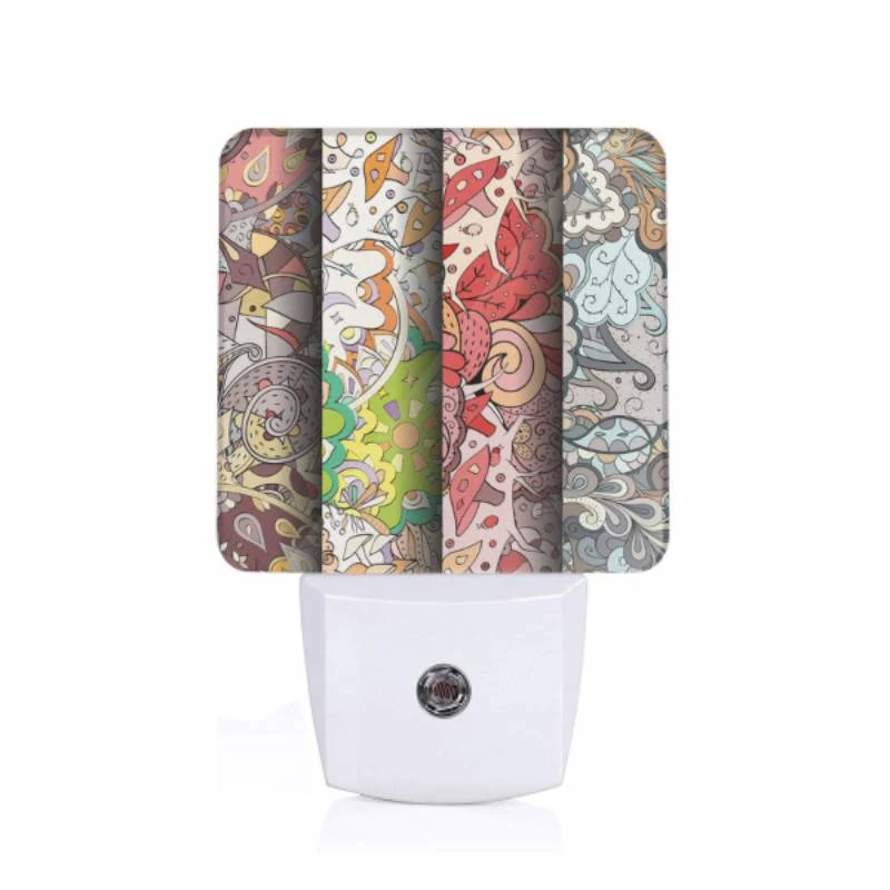 Night Light, Three colorful designs are displayed on a wall. Night Light, Three Colorful Designs Are Displayed On A Wall. -Pattern Night Light 7b18c4cd931e1bbd06b05496ccc90127362aad7e