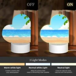 Love Acrylic Night Light, A Cartoon Beach Scene With A Blue Ocean And Palm Trees. -Pattern Night Light 7b1eb6f4a13f79b3480e20bcabb082fc9fd2891d