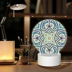 Round Acrylic Night Light, A Blue And White Patterned Design. 7 Round Acrylic Night Light, A Blue And White Patterned Design. -Pattern Night Light 7b391721b957e3b9d844b06697e0b6c610942631