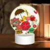Round Acrylic Night Light, A Colorful Umbrella Is Surrounded By Various Flowers And Birds.