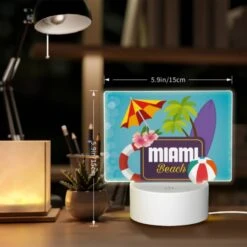 Rectangular Acrylic Night Light, A Logo For Miami Beach With A Surfboard And Beach Umbrella. 7 Rectangular Acrylic Night Light, A Logo For Miami Beach With A Surfboard And Beach Umbrella. -Pattern Night Light 7b881181660b18a76c22952252ea43910d8a092b