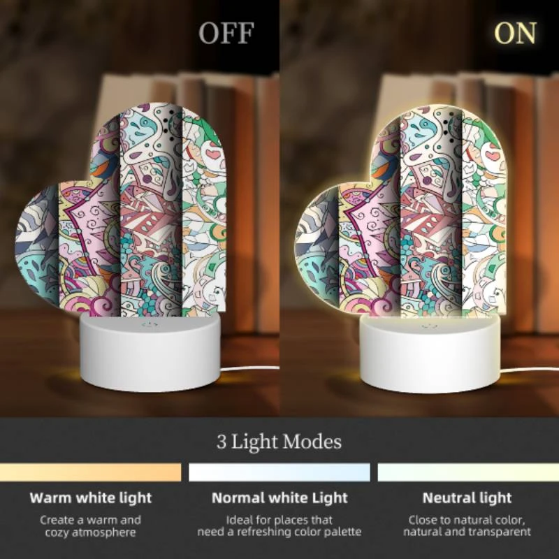 Love Acrylic Night Light, Three colorful designs are displayed on a row. Love Acrylic Night Light, Three Colorful Designs Are Displayed On A Row. -Pattern Night Light 7bfb3b19f8b8f0819ad63f89562aeaca571b39df