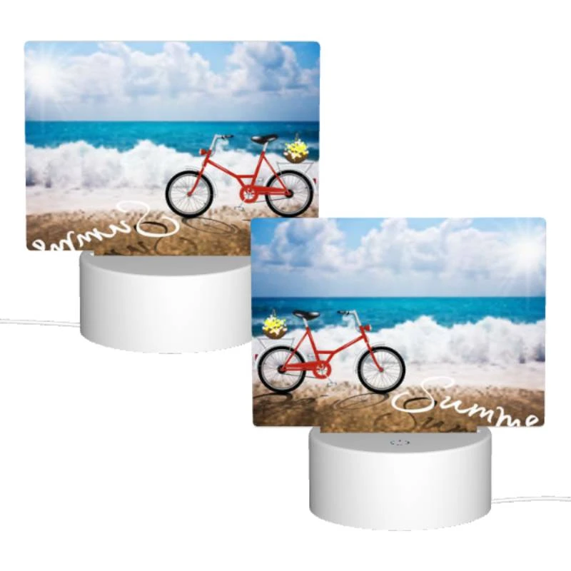 Rectangular Acrylic Night Light, A red bicycle is parked on the beach. Rectangular Acrylic Night Light, A Red Bicycle Is Parked On The Beach. -Pattern Night Light 7c8a7b1732c0cb28c09d463425c2712f4ed44df7