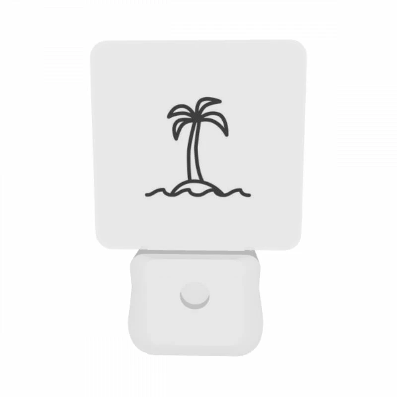 Night Light Set of 2, A black and white drawing of a palm tree. Night Light Set Of 2, A Black And White Drawing Of A Palm Tree. -Pattern Night Light 7cfa3c6186b4adcde93b846656878859f207e5f8
