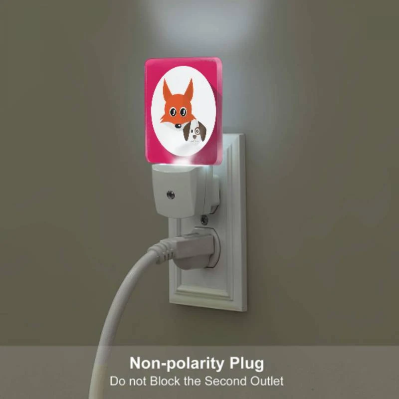 Night Light Set of 2, A cartoon fox and a dog are sitting together. Night Light Set Of 2, A Cartoon Fox And A Dog Are Sitting Together. -Pattern Night Light 7e23530e3ba220a8d806e5b1df07f8438c7af728