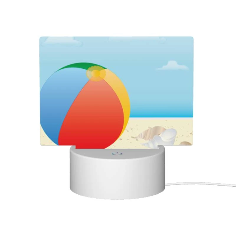 Rectangular Acrylic Night Light, A colorful beach ball is sitting on a sandy beach. Rectangular Acrylic Night Light, A Colorful Beach Ball Is Sitting On A Sandy Beach. -Pattern Night Light 7e3e67c40526c4b95b5117dd400f6b6a61ebfbe8