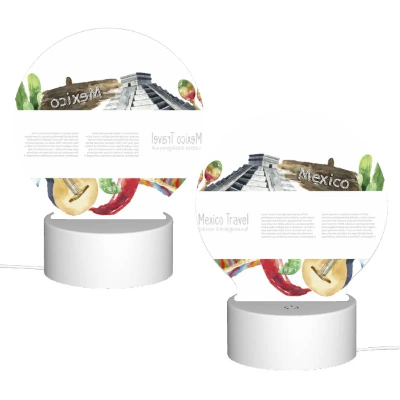 Round Acrylic Night Light, A colorful poster of Mexico with a variety of foods and landmarks. Round Acrylic Night Light, A Colorful Poster Of Mexico With A Variety Of Foods And Landmarks. -Pattern Night Light 7e4404878e72a7c3f48a94f8c9a24b39b8299da4