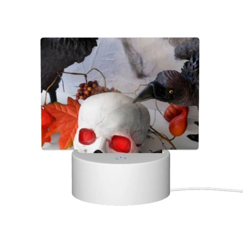 Rectangular Acrylic Night Light, A black bird is pecking at a white skull. Rectangular Acrylic Night Light, A Black Bird Is Pecking At A White Skull. -Pattern Night Light 7e6038546e7d256b8a16c51086dbd38b164934d9